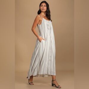 Lulus Summer Beach Forever Ivory Multi Striped Maxi Dress Lulus Size Large